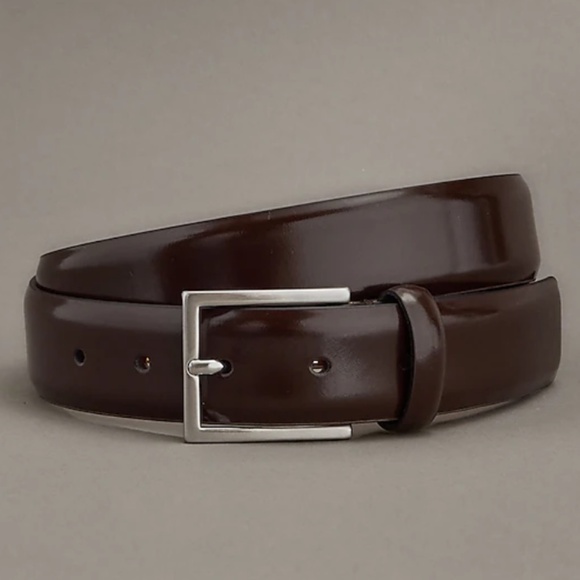 Express Edition Polished Dark Brown Genuine Leather Belt Made In Italy - Picture 1 of 11